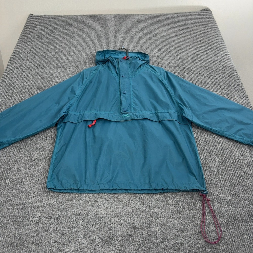 Vintage EMS Windbreaker Jacket Mens‎ M Teal Nylon Hooded Pullover Gorpcore Style